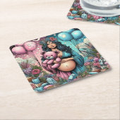 Magische Babydusche | Geschlechtsankündigung Rechteckiger Pappuntersetzer (angewinkelt)