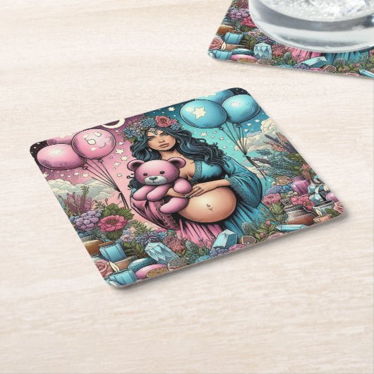 Magische Babydusche | Geschlechtsankündigung Rechteckiger Pappuntersetzer (angewinkelt)