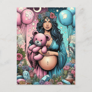 Magische Babyparty   Geschlecht verraten Postkarte