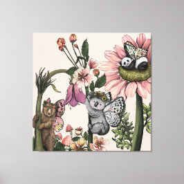 Magische Bärenfairies Botanische Mauer Kunstdrucke Leinwanddruck