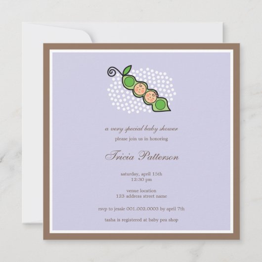 Magische Baum-Zwillings-Mädchen-Jungen-Erbsen in Einladung (Rückseite)