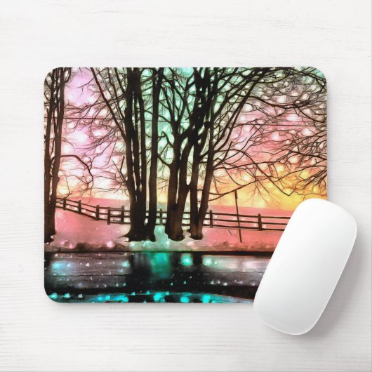 Magische Bäume auf einer Hillside des Snowy Delawa Mousepad (Mit Mouse)