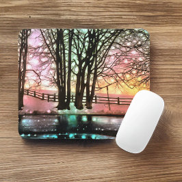 Magische Bäume auf einer Hillside des Snowy Delawa Mousepad