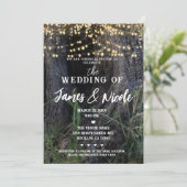 Magische Bäume Wald Fairy Sparkle Lichter Hochzeit Einladung (Stehend Vorderseite)