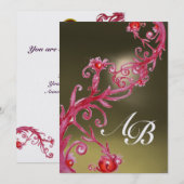 MAGISCHE BEEREN 3, MONOGRAM rubin eis Einladung (Vorne/Hinten)