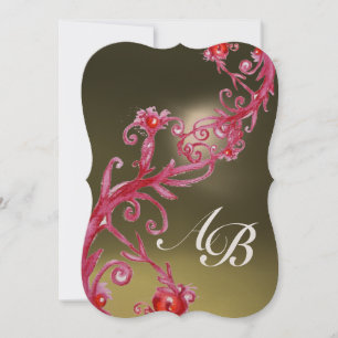 MAGISCHE BEEREN 3, MONOGRAMM rote Achat-metallicfa Einladung