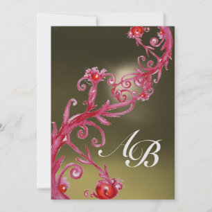 MAGISCHE BEEREN 4, MONOGRAM Eis rosa rot Einladung