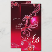 MAGISCHE BEEREN 4, MONOGRAM rot burgunderrot Einladung (Vorne/Hinten)