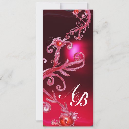 MAGISCHE BEEREN 4, MONOGRAM rot burgunderrot Einladung (Vorderseite)