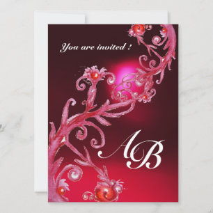 MAGISCHE BEEREN 4, MONOGRAM rot burgunderrot Einladung