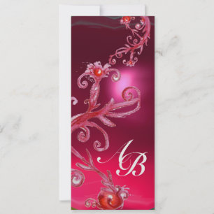 MAGISCHE BEEREN 4, MONOGRAMM rot rubin eis Einladung