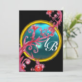 MAGISCHE BEEREN 4,MONOGRAMM roter Achat Einladung (Stehend Vorderseite)