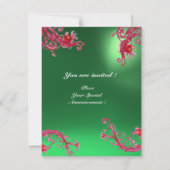 MAGISCHE BEEREN 4, MONOGRAMM roter Jade Champagner Einladung (Rückseite)