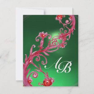 MAGISCHE BEEREN 4, MONOGRAMM roter Jade-Eis Einladung