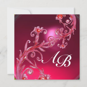 MAGISCHE BEEREN 4,MONOGRAMM roter Rubin Champagner Einladung