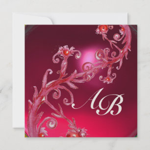 MAGISCHE BEEREN 4,MONOGRAMM roter Rubin Champagner Einladung