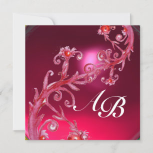MAGISCHE BEEREN 4, MONOGRAMM roter Rubin Einladung
