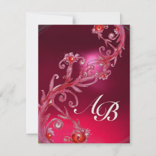 MAGISCHE BEEREN 4,MONOGRAMM roter Rubin Gold Einladung