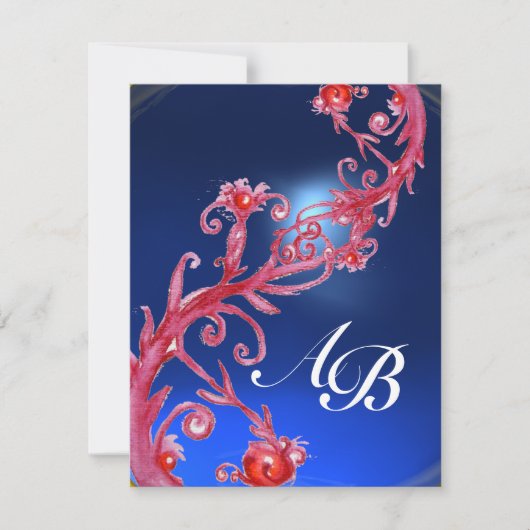 MAGISCHE BEEREN 4, MONOGRAMM roter Rubin Saphir Einladung (Vorderseite)
