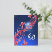 MAGISCHE BEEREN 4, MONOGRAMM roter Rubin Saphir Einladung (Stehend Vorderseite)