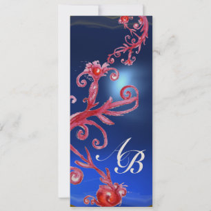 MAGISCHE BEEREN 4, MONOGRAMM roter Saphir Champagn Einladung