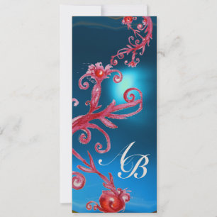 MAGISCHE BEEREN 4, MONOGRAMM roter Saphir Champagn Einladung