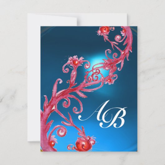 MAGISCHE BEEREN 4, MONOGRAMM roter Saphir Einladung (Vorderseite)