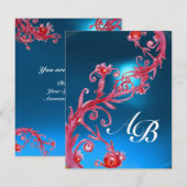 MAGISCHE BEEREN 4, MONOGRAMM roter Saphir Einladung (Vorne/Hinten)