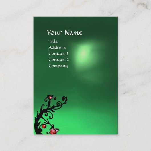 MAGISCHE BEEREN GRÜNER JADE*GEM MONOGRAMM VISITENKARTE (Vorderseite)