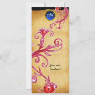 MAGISCHE BEEREN  MONOGRAMM,  blau Einladung