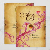 MAGISCHE BEEREN MONOGRAMM Pergament-Edelstein or Einladung (Vorne/Hinten)