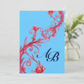 MAGISCHE BEEREN, MONOGRAMM rot blau Einladung (Stehend Vorderseite)
