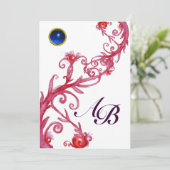 MAGISCHE BEEREN, MONOGRAMM roter Saphir Einladung (Stehend Vorderseite)
