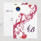 MAGISCHE BEEREN, MONOGRAMM roter Saphir Einladung (Vorne/Hinten)
