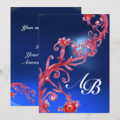 MAGISCHE BEEREN, MONOGRAMM roter Saphir Einladung (Vorne/Hinten)
