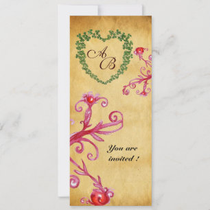 MAGISCHE BEEREN SHAMROCK HERZ MONOGRAMM Pergamentp Einladung