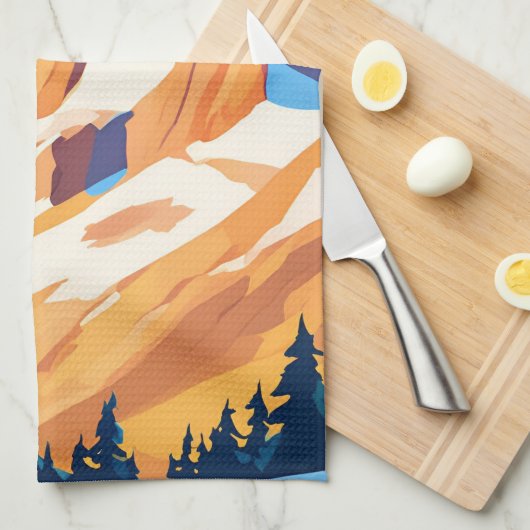 Magische Berge Geschirrtuch (Viertel Falte)