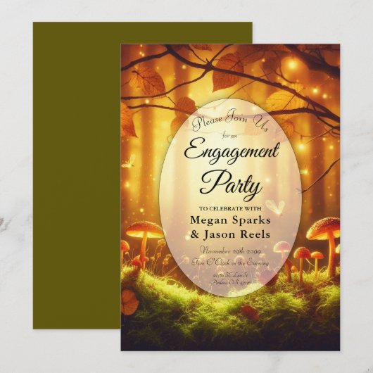 Magische Bernsteinwälder-Fairytale-Engagement-Part Einladung (Vorne/Hinten)