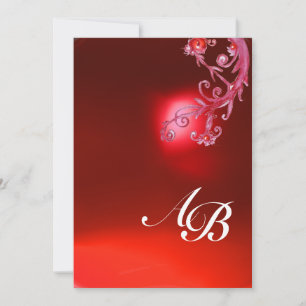 MAGISCHE BERRIES,MONOGRAM rot rubin fuchsia weiß Einladung