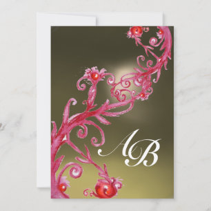 MAGISCHE BERRIES MONOGRAMM rot lila grau weiß Einladung
