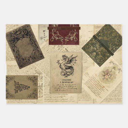 Magische Bestien aus Drachen, die sich selbst anpa Geschenkpapier Set (Vorderseite 3)