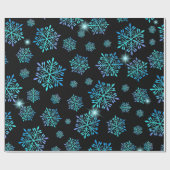Magische blaue Ästhetische Schneeflocken Geschenkpapier (Flach)