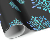 Magische blaue Ästhetische Schneeflocken Geschenkpapier (Rolleneckpunkt)