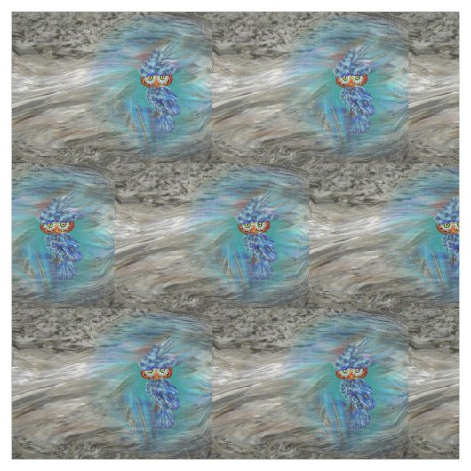 Magische blaue Gefieder-Mode-Eule Stoff (Muster)