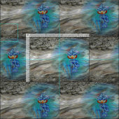 Magische blaue Gefieder-Mode-Eule Stoff (Kachel)
