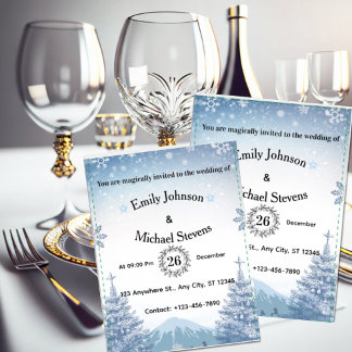 Magische Blaue Winterberg-Weihnachts-Hochzeit Einladung