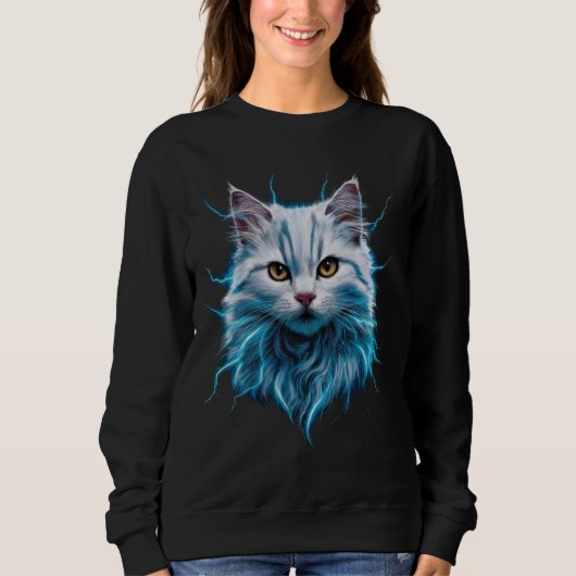 Magische Blitze Kat Cool Feline Fantasy Niedlich K Sweatshirt (Vorderseite)