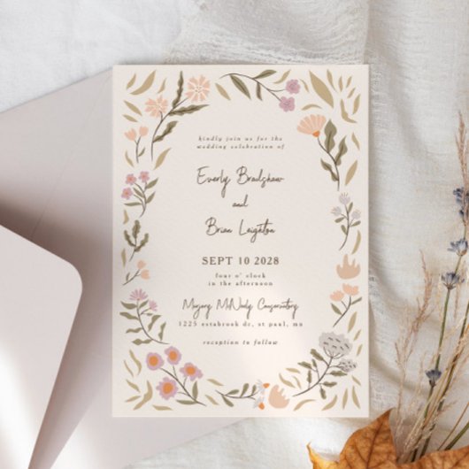 Magische Blume auf Weideland Hochzeitsfeiern Einladung