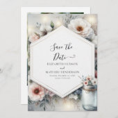 Magische Blume Mason Jar Wedding Save The Date (Vorne/Hinten)