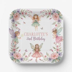 Magische Blumenfee zum 2. Geburtstag Pappteller